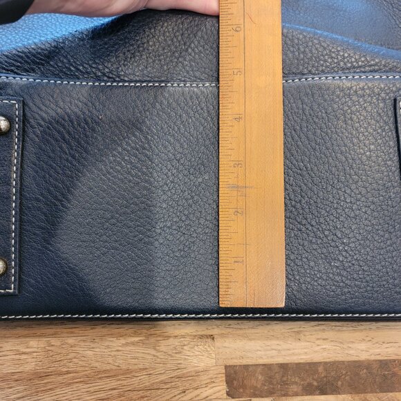 Dooney & Bourke Dillen Satchel Navy Pebbled Leather Double Pocket Hobo Bag - Picture 8 of 15